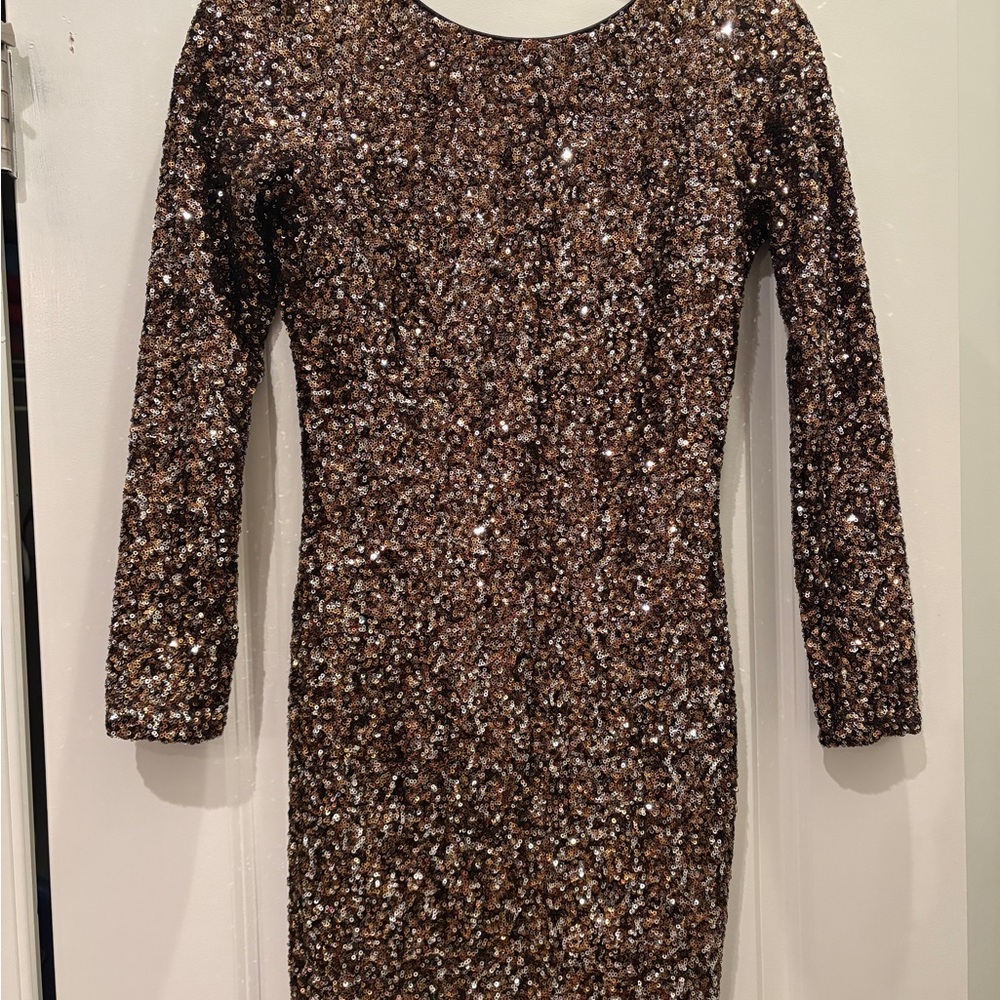 Dress the Population Lola Backless Sequin Dress - Gold